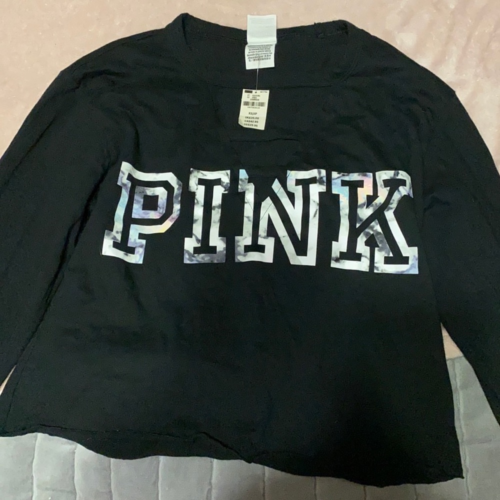 PINK long sleeve crop top